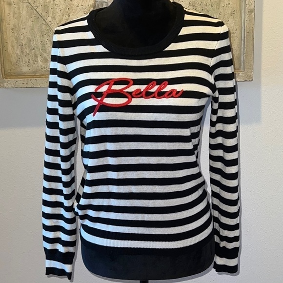 BCBGENERATION striped long sleeve sweater black white Sz XS - Picture 5 of 11